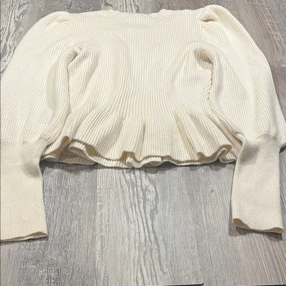 Express Cream Ribbed Knit Sweater Size Large - Picture 5 of 7